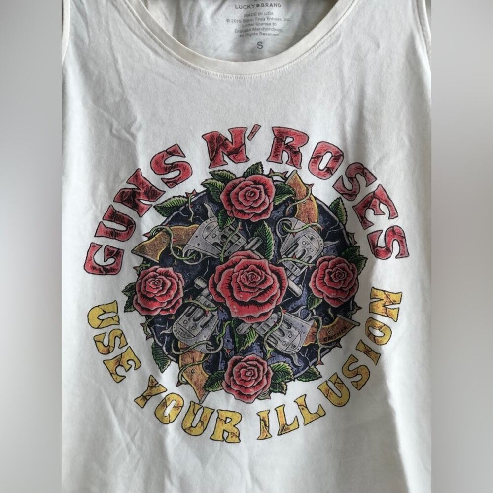 Lucky Brand Guns N’ Roses Graphic Rose Band Casual White Tank Women’s Size S - Picture 2 of 6